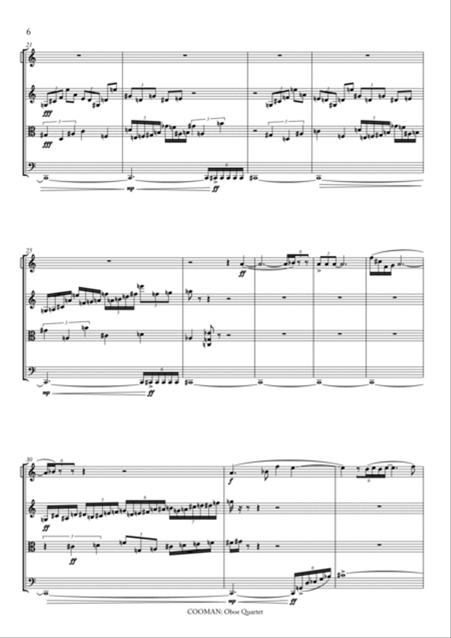Carson Cooman: Oboe Quartet (2007) for oboe and string trio Small Ensemble scores gallery preview page 5
