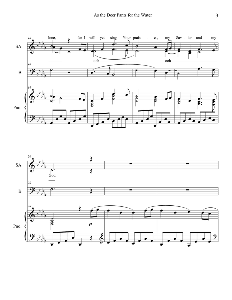 As the Deer Pants for the Water (SAB) 3-Part scores gallery preview page 3