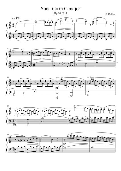 Sonatina In C Major, Op. 20, No. 1 image number null
