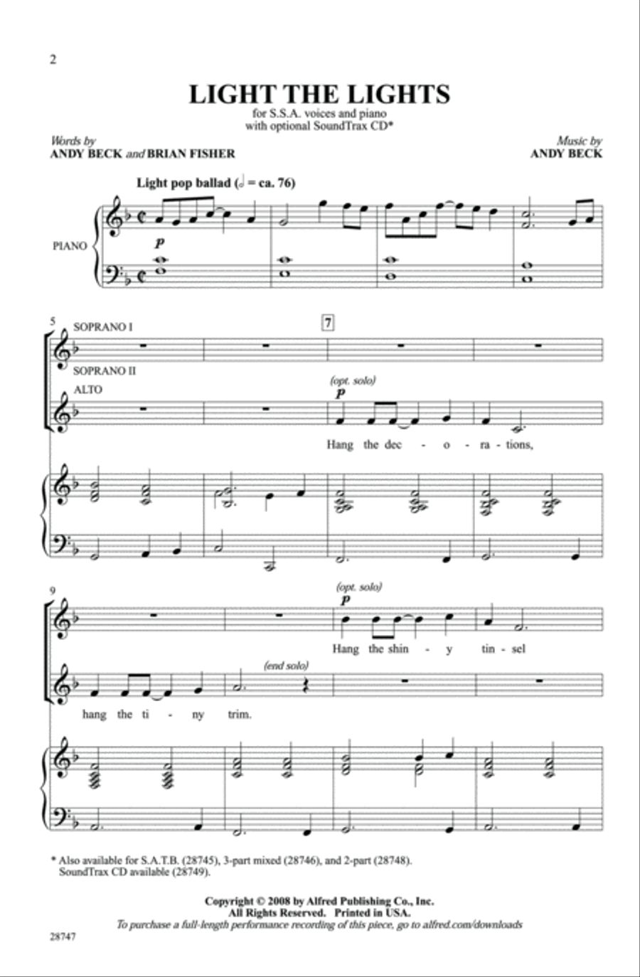 Light the Lights Women's Choir scores gallery preview page 2