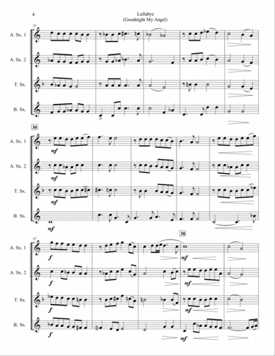 Lullabye (Goodnight, My Angel) Woodwind Quartet scores gallery preview page 4