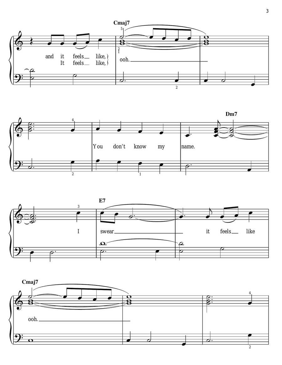 You Don't Know My Name Easy Piano scores gallery preview page 3