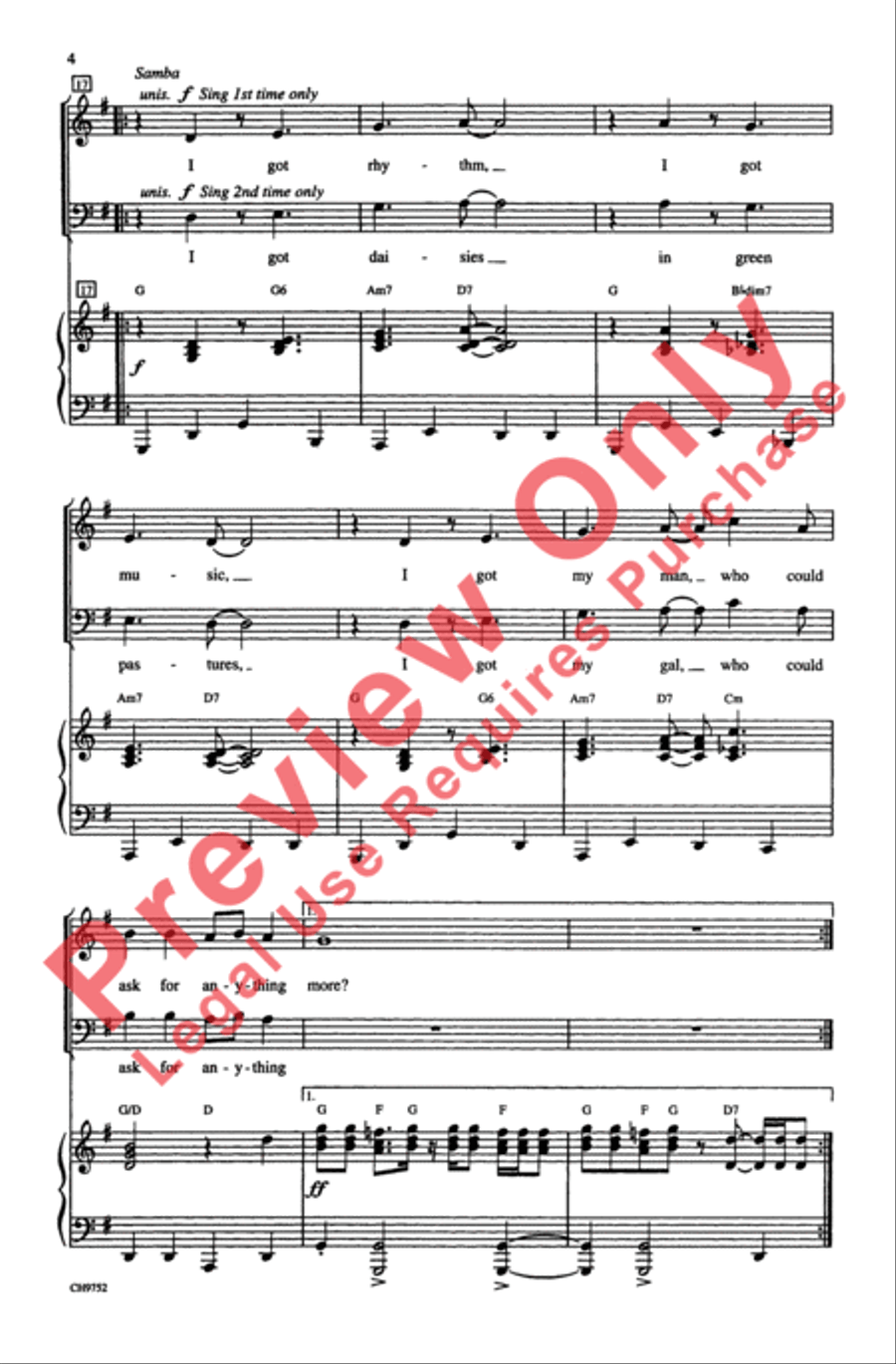 I Got Rhythm I Got Rhythm 4-Part scores gallery preview page 4