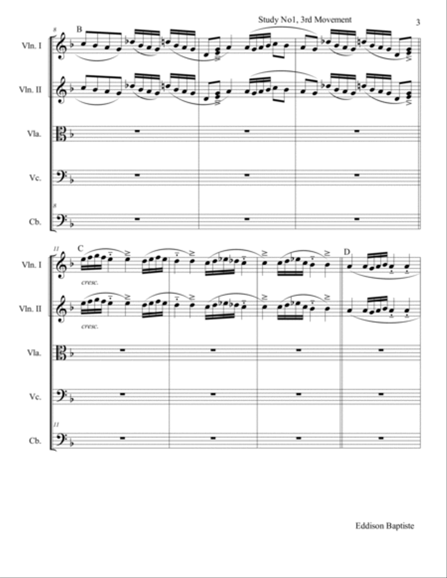 Study No1, 3rd Movement AIIEGRETTO AGITATO String Orchestra scores gallery preview page 3