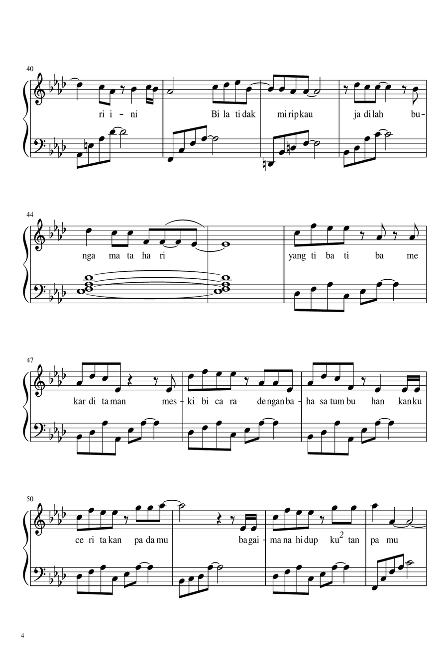 Gala Bunga Matahari Easy Piano scores gallery preview page 4