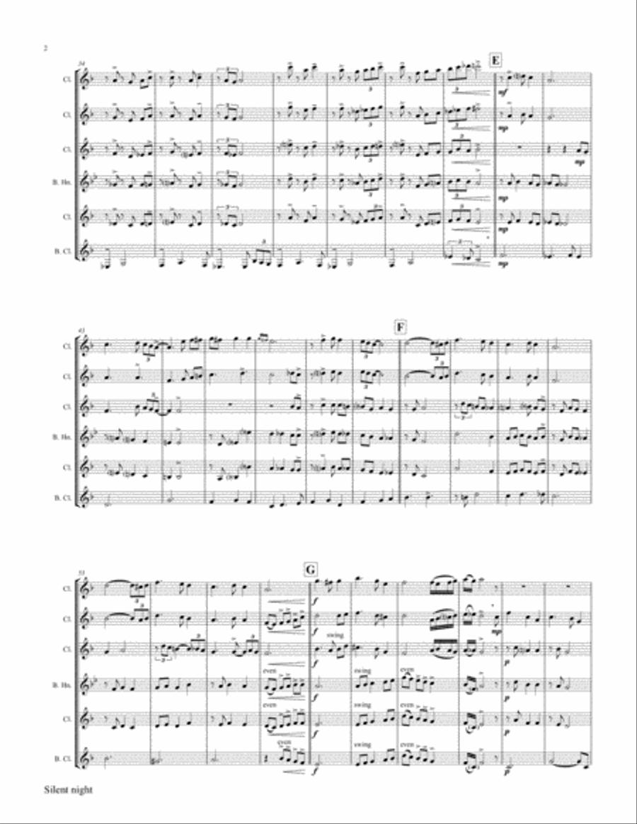 Silent Night - Stille Nacht - Jazz Waltz - Clarinet Quintet Clarinet Quintet scores gallery preview page 2