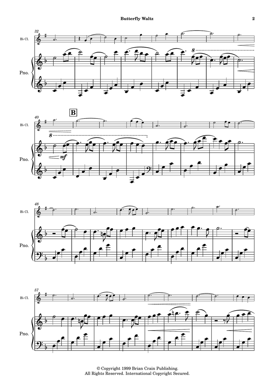 Butterfly Waltz B-Flat Clarinet scores gallery preview page 3