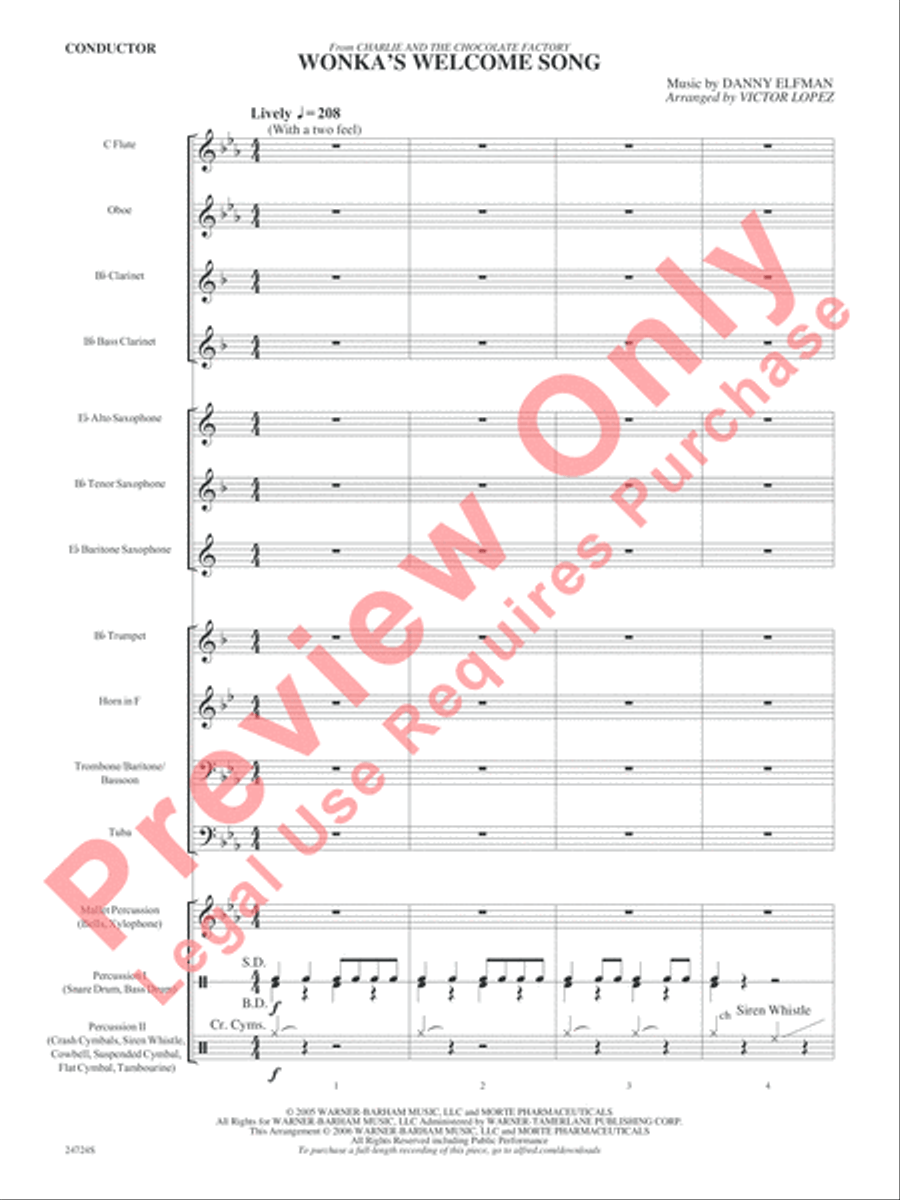 Wonka's Welcome Song (from Charlie and the Chocolate Factory) Concert Band scores gallery preview page 3