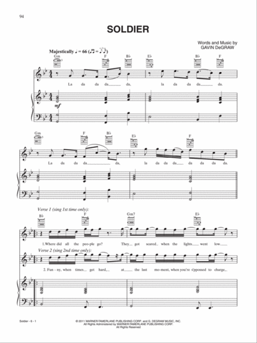 Soldier Piano, Vocal, Guitar scores gallery preview page 1