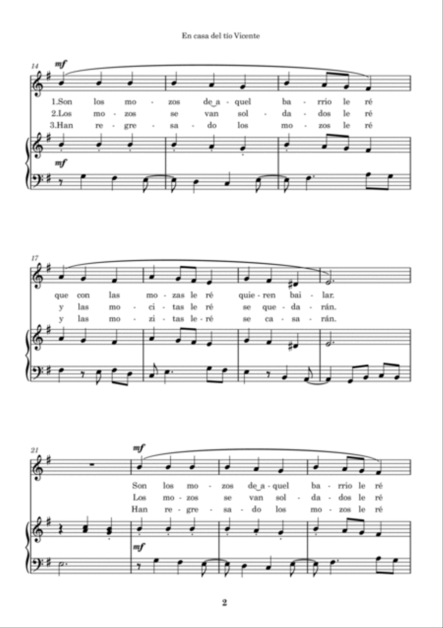En casa del tío Vicente Voice scores gallery preview page 2