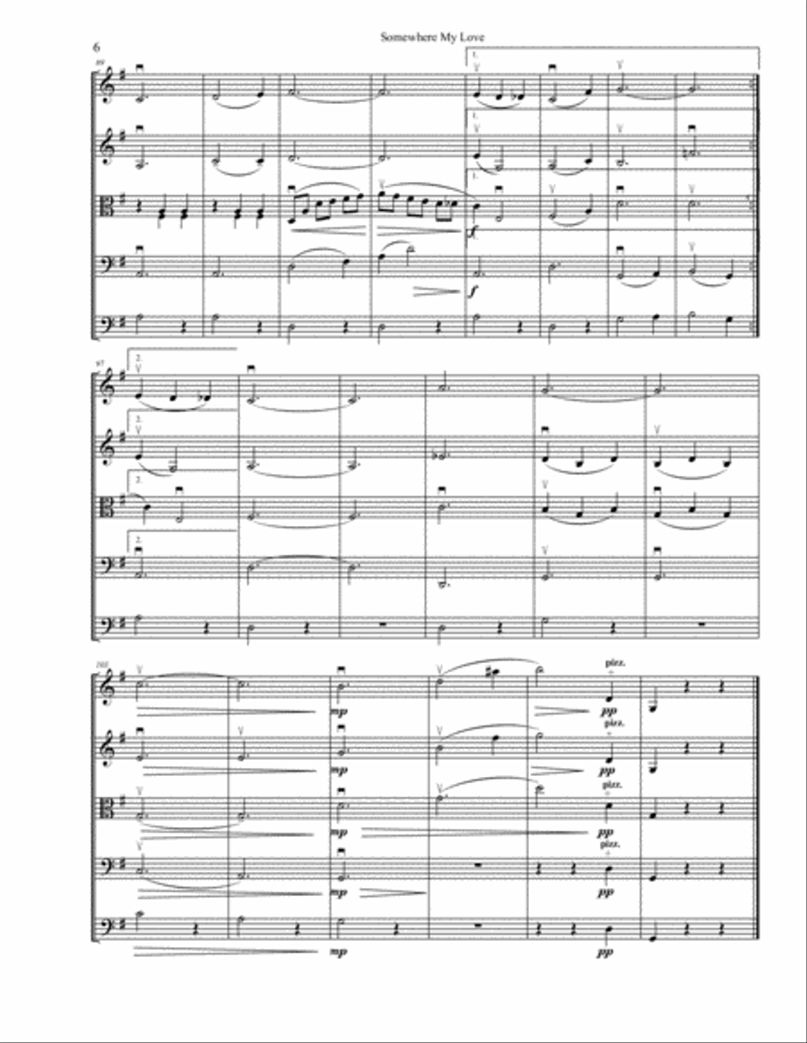 Somewhere, My Love String Orchestra scores gallery preview page 6