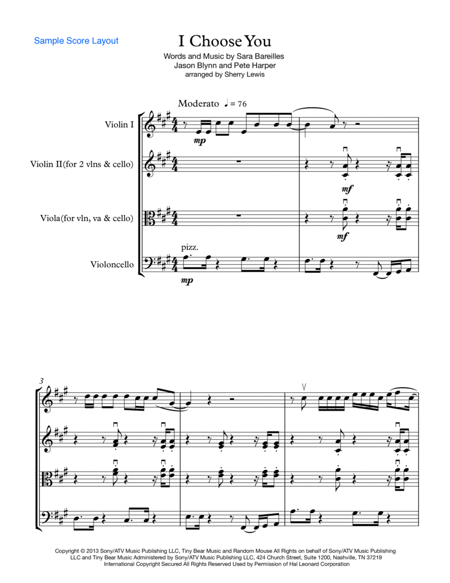 I Choose You String Trio scores gallery preview page 1