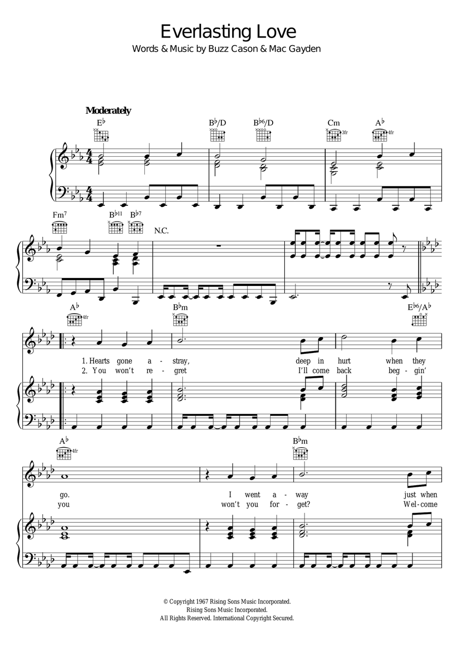 Everlasting Love Piano, Vocal scores gallery preview page 1