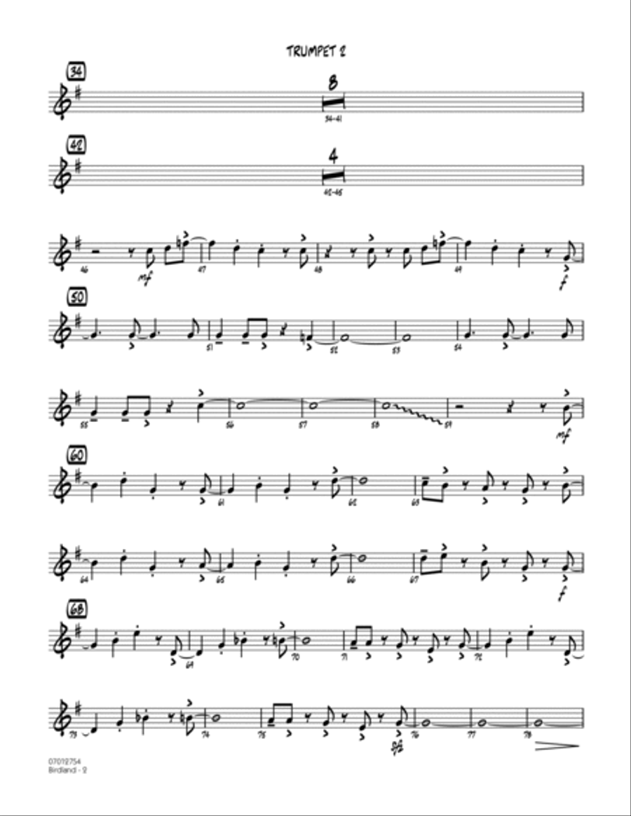 Birdland - Trumpet 2 Trumpet scores gallery preview page 2