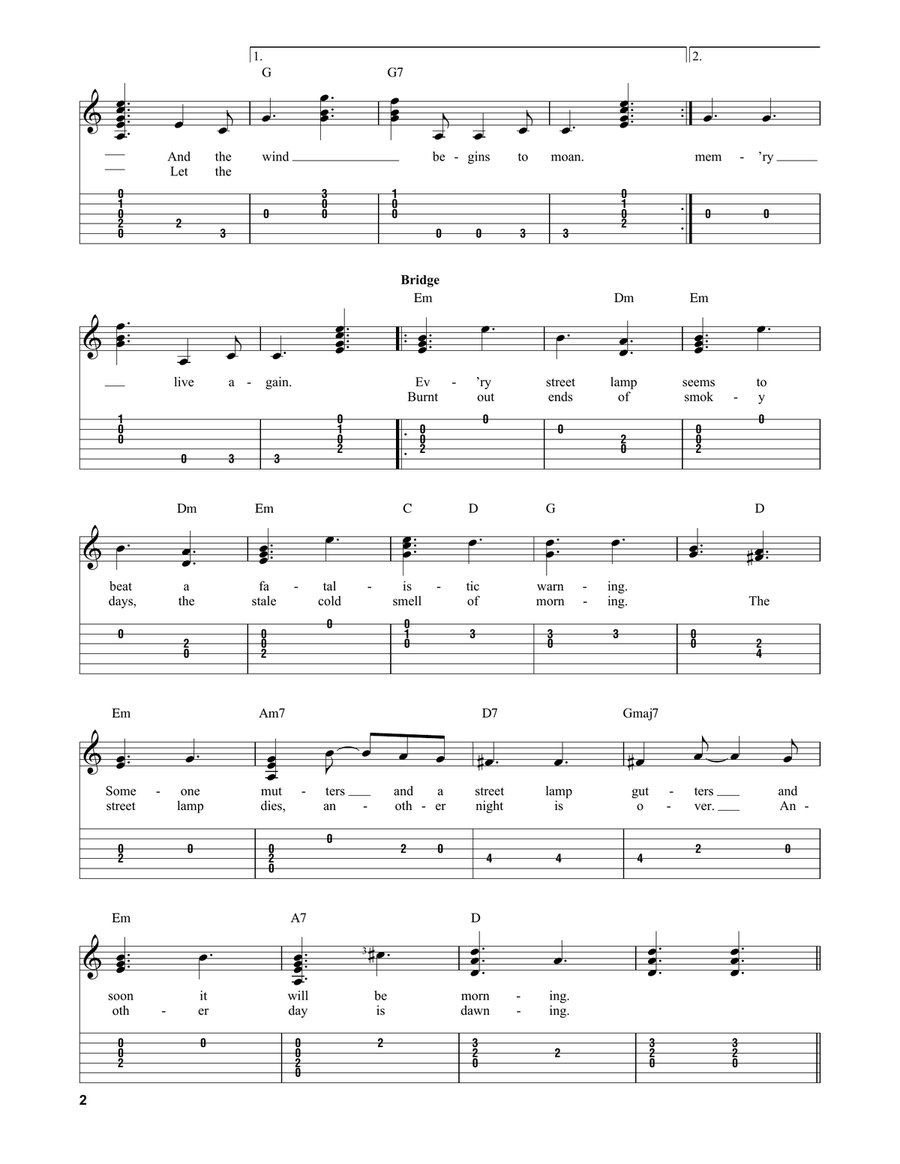 Memory (from Cats) Guitar Tablature scores gallery preview page 2