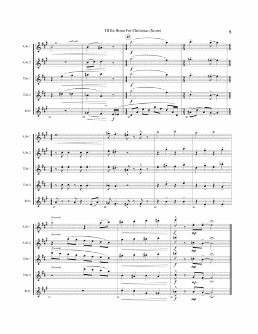 I'll Be Home For Christmas Woodwind Quintet scores gallery preview page 6
