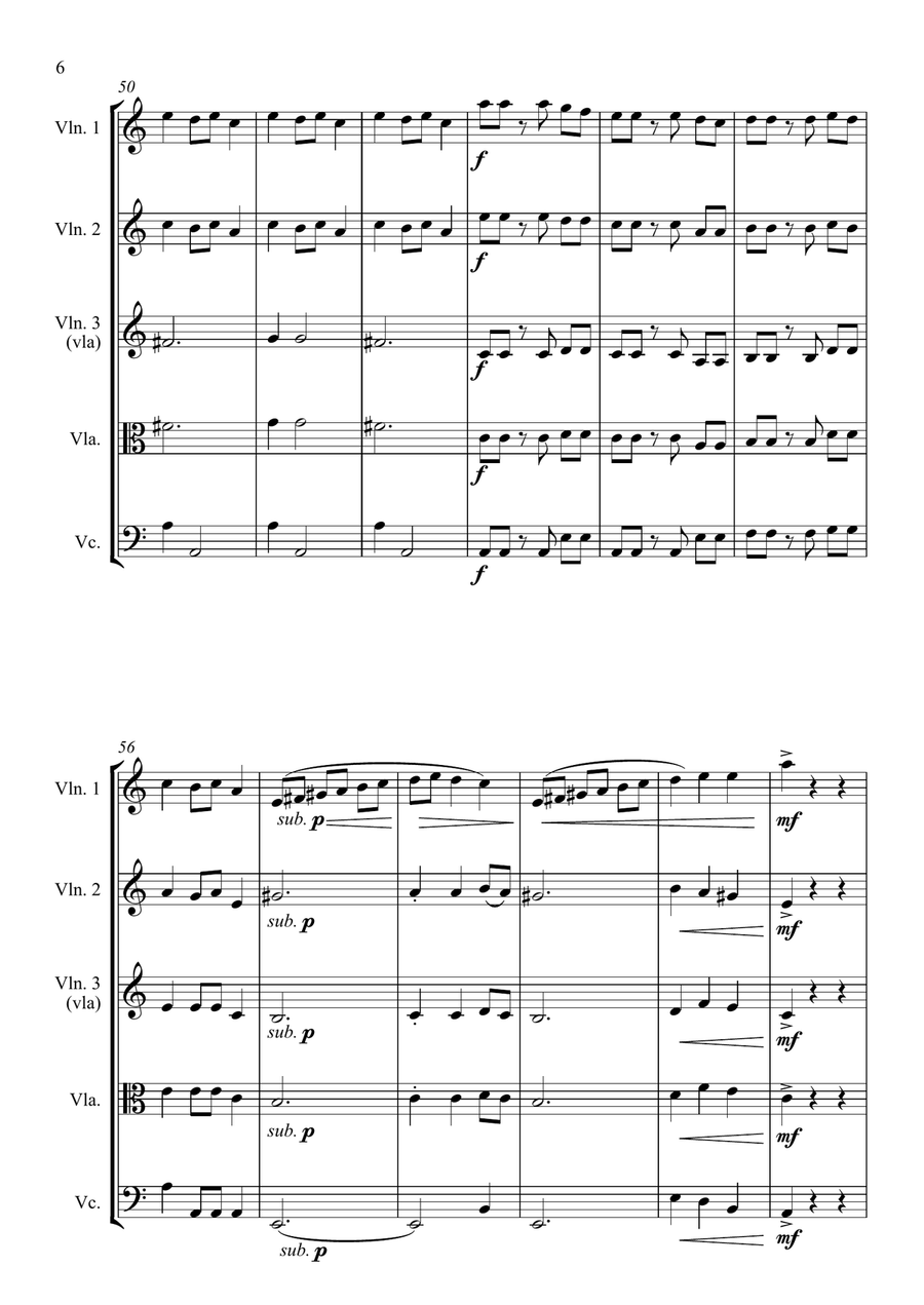Carol of the Bells (Ukrainian Bell Carol) - for String Quartet String Quartet scores gallery preview page 6