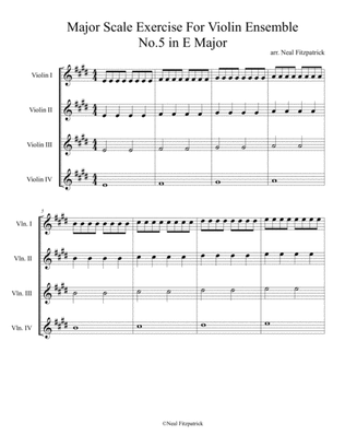 Major Scale Exercise For Violin Ensemble No.5 in E Major