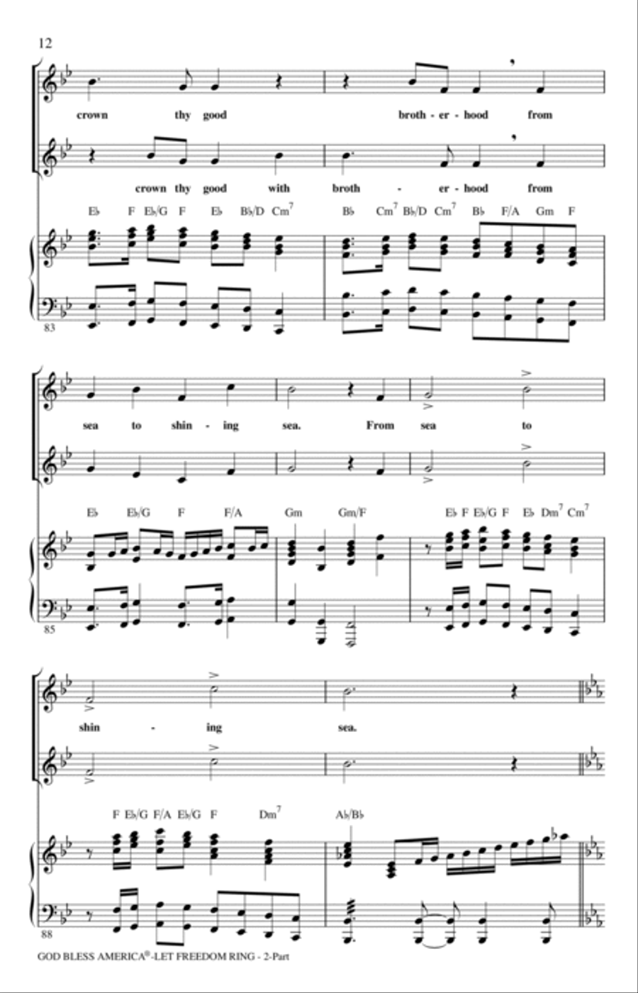 God Bless America (Let Freedom Ring) (Medley) 2-Part scores gallery preview page 11
