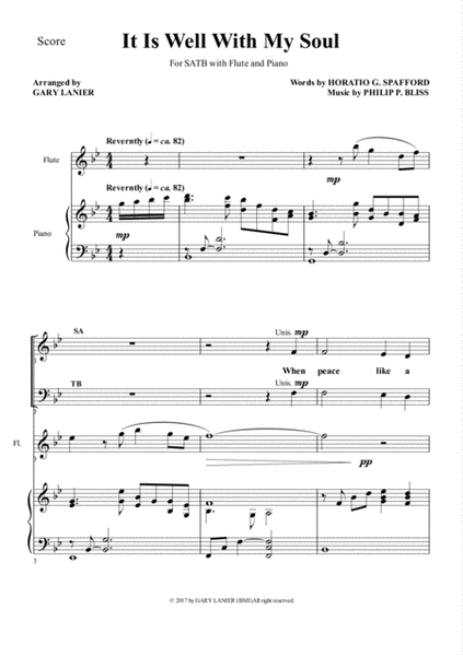 IT IS WELL WITH MY SOUL (Choir - SATB with Flute & Piano) image number null