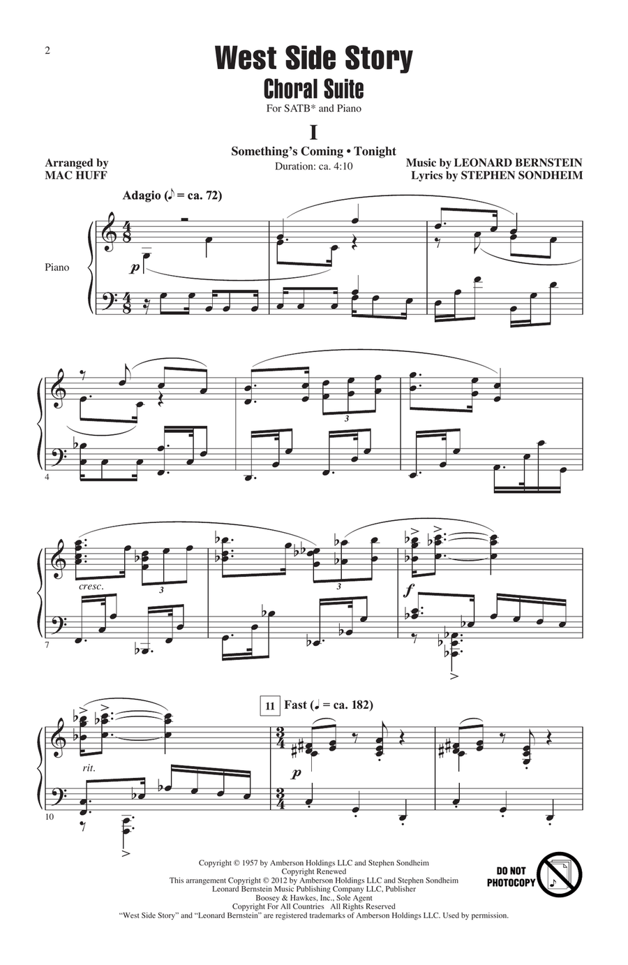 West Side Story (Choral Suite) (arr. Mac Huff) 4-Part scores gallery preview page 1