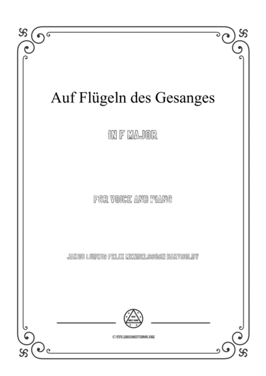 Mendelssohn-Auf Flügeln des Gesanges in F Major,for Voice and Piano image number null