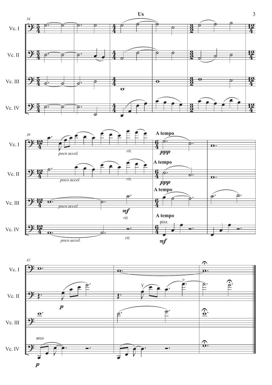 Us for Cello Quartet Cello scores gallery preview page 3