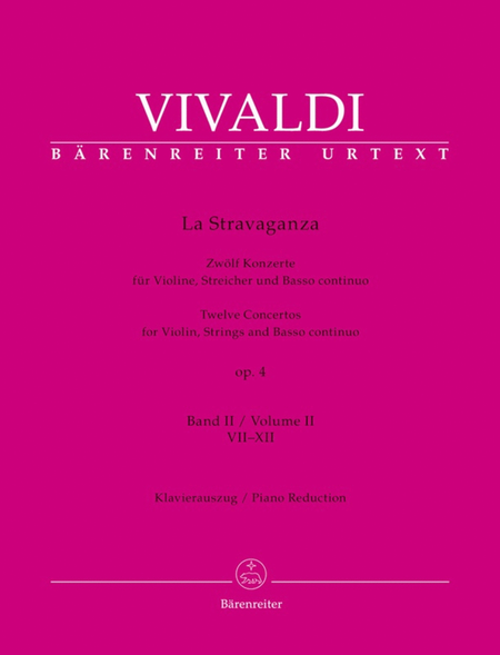 La Stravaganza Op 4 Vol 2 Concertos 7-12 Violin/Piano