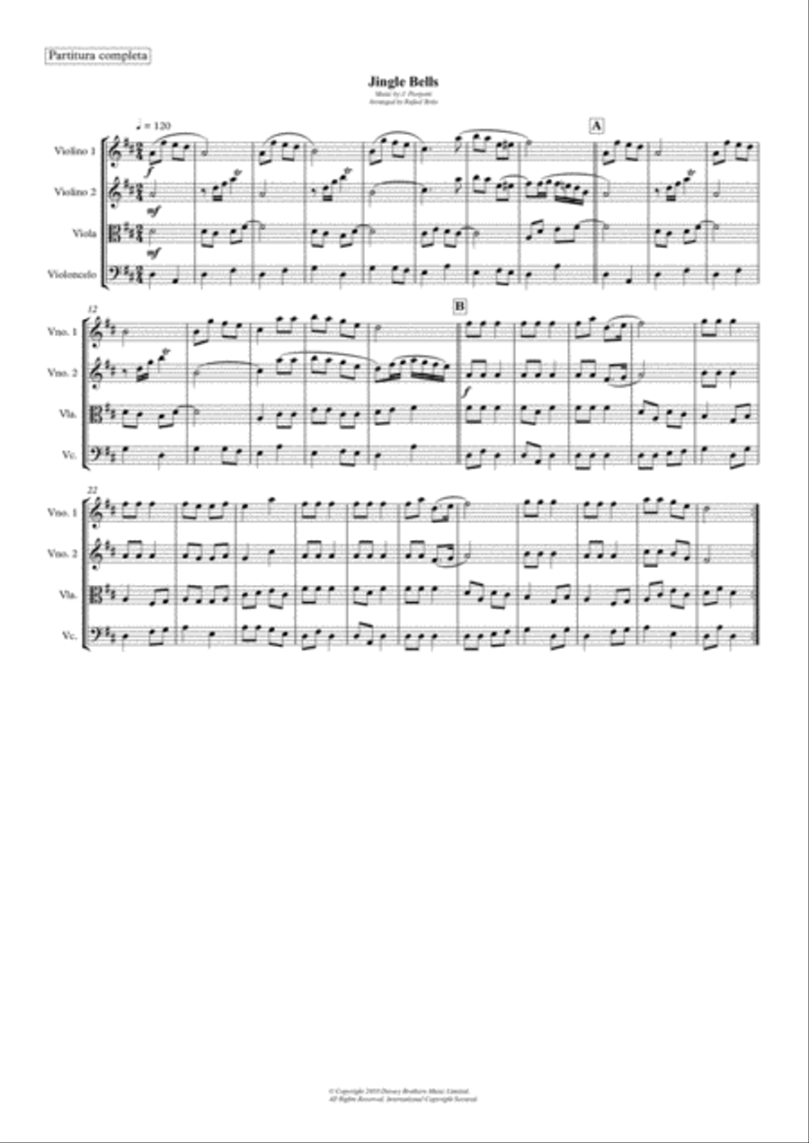Jingle Bells Jingle Bells String Quartet scores gallery preview page 1