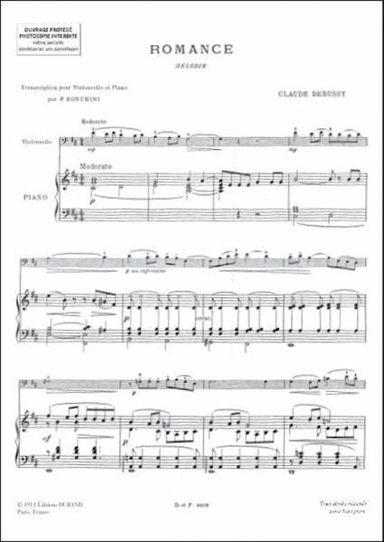 Romance - Transcription Pour Violoncelle Et Piano