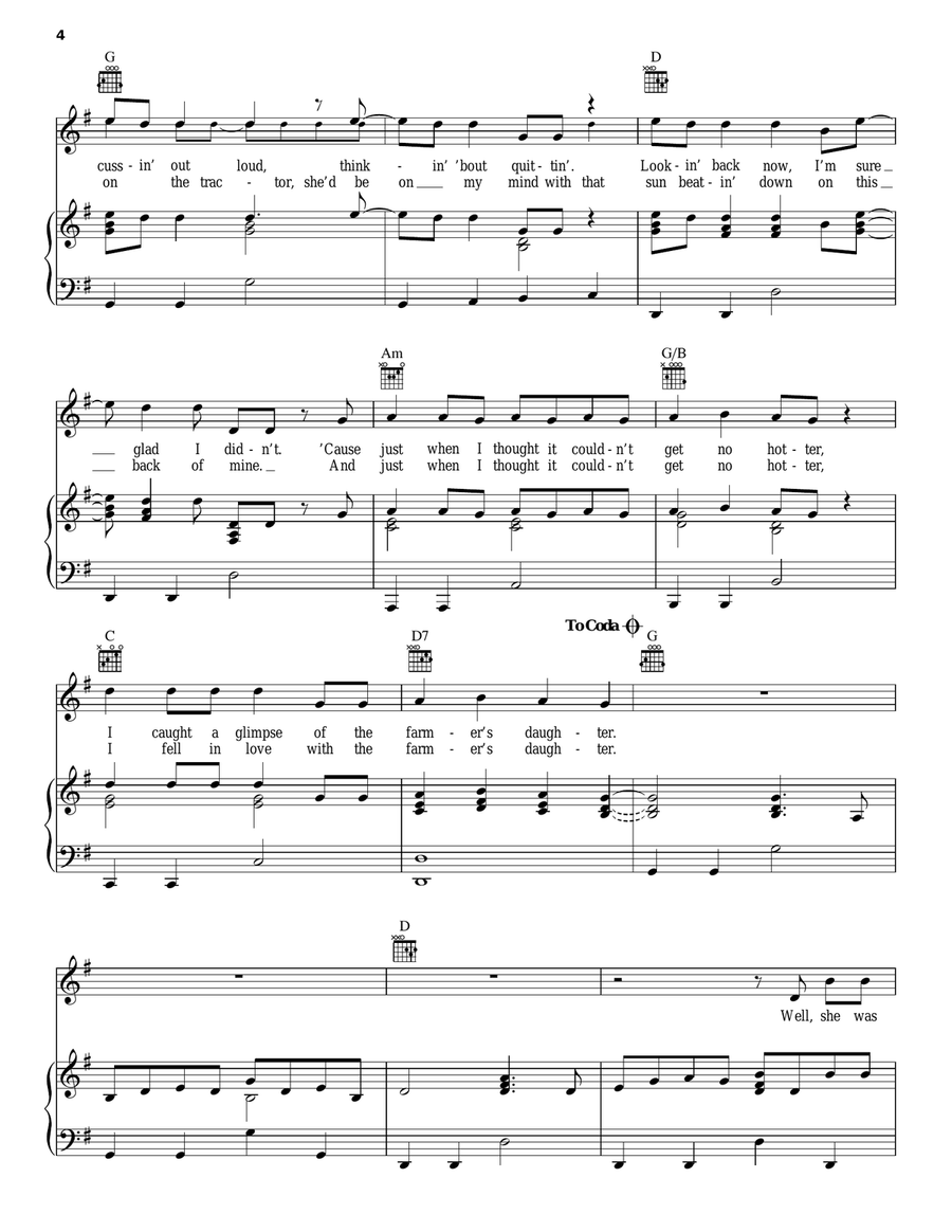 Farmer's Daughter Piano, Vocal, Guitar scores gallery preview page 4