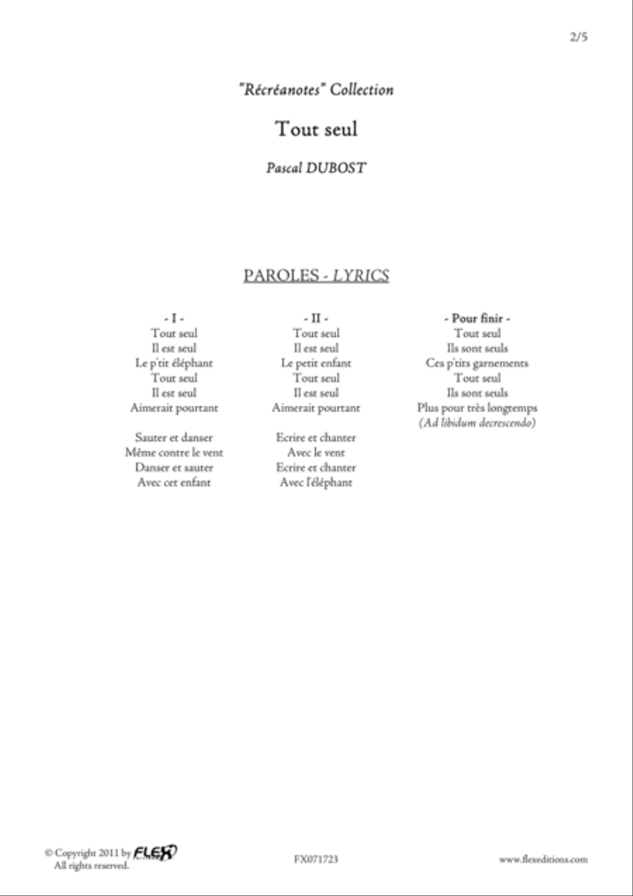 Tout Seul Children's Choir scores gallery preview page 2