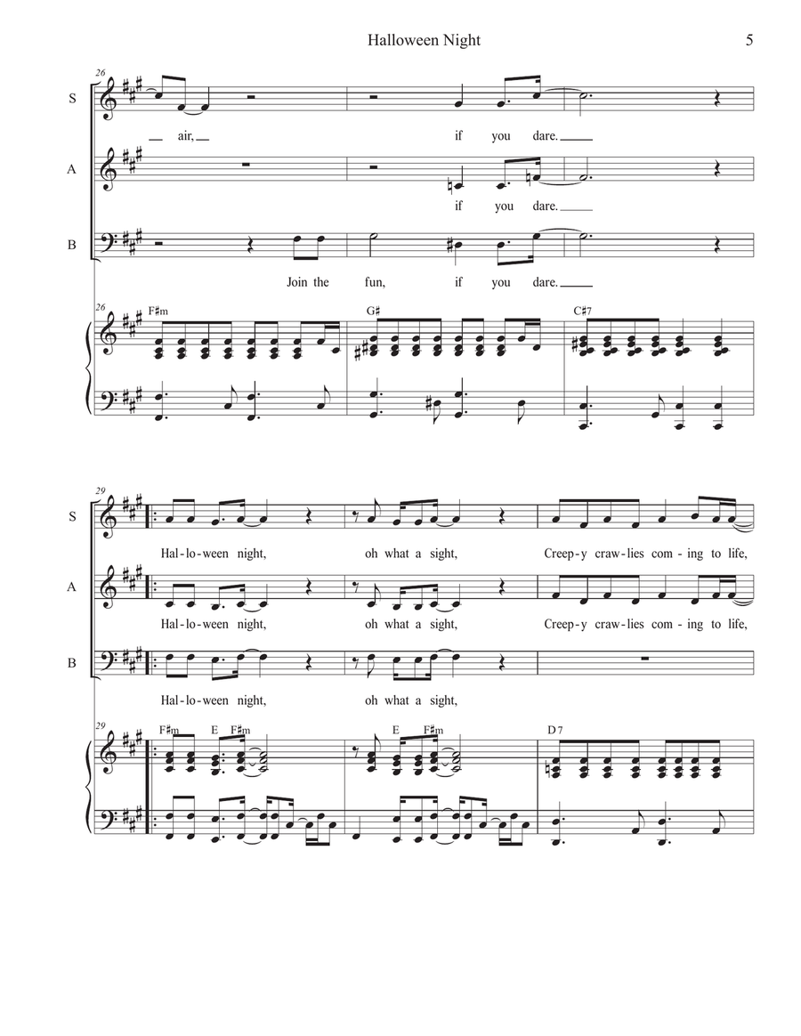 Halloween Night (SAB) 3-Part scores gallery preview page 5