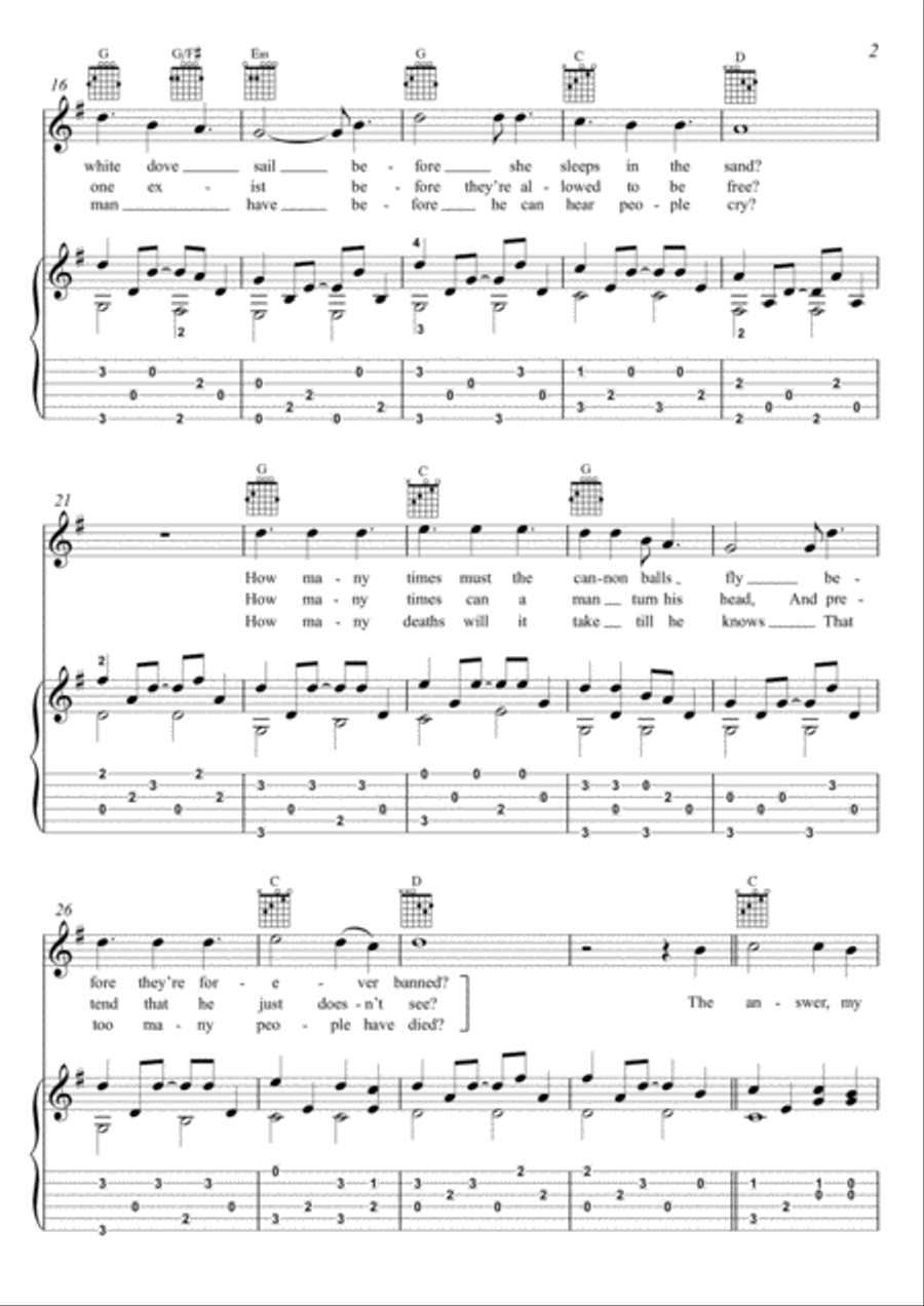 Blowin' In The Wind Electric Guitar scores gallery preview page 2