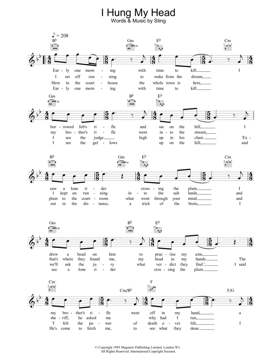 I Hung My Head Piano scores gallery preview page 1