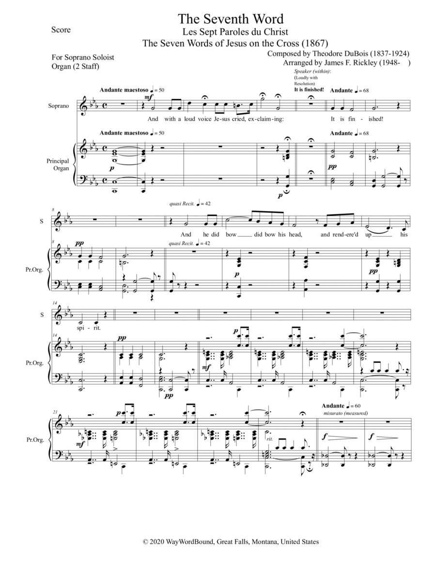 The Seventh Word - Earthquake - Chorale from The Seven Words of Jesus on the Cross (1867) Classical Guitar scores gallery preview page 1