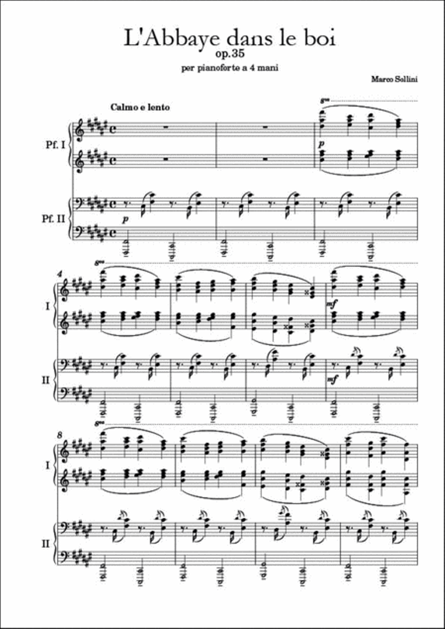 L'Abbaye dans le boi Op. 35, for Piano 4-Hands Piano Duet scores gallery preview page 2