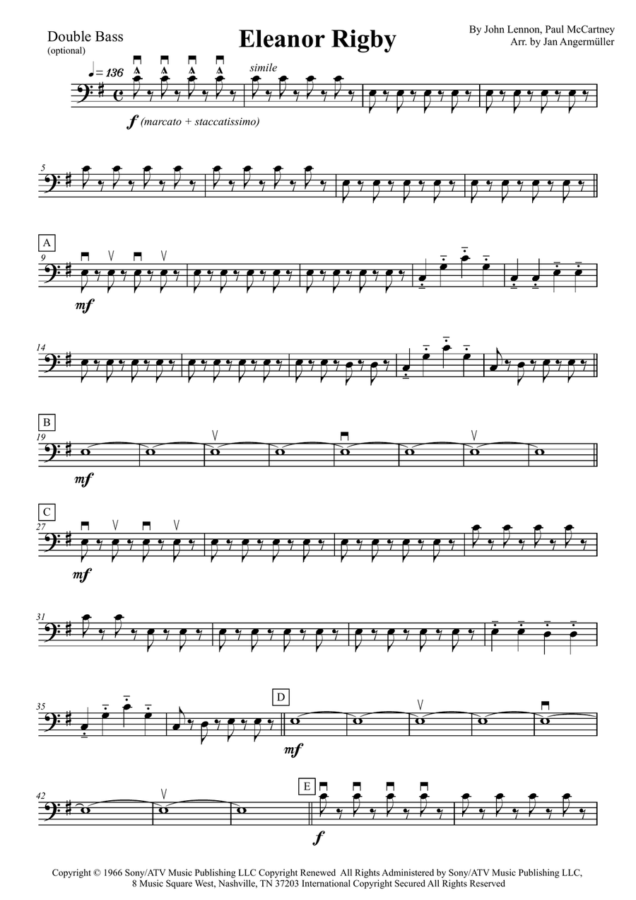 Eleanor Rigby Double Bass scores gallery preview page 1
