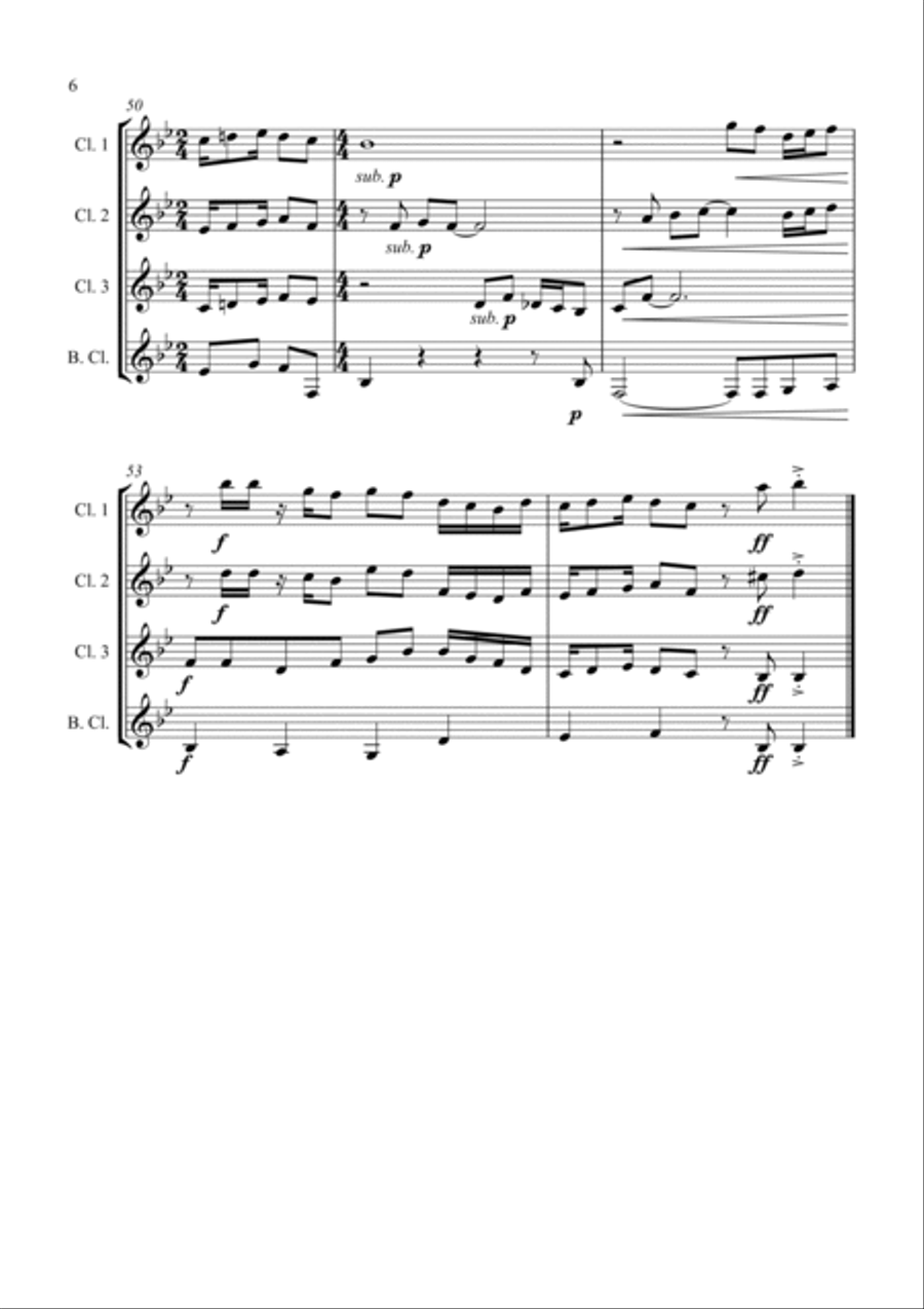 Camptown Races - For Clarinet Quartet Clarinet Quartet scores gallery preview page 6