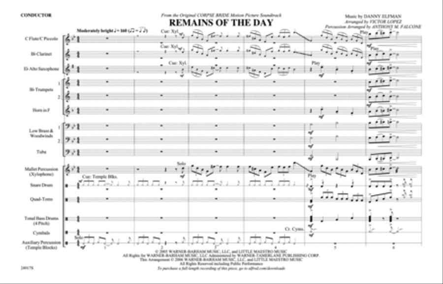 Remains of the Day (from Corpse Bride) Marching Band scores gallery preview page 2