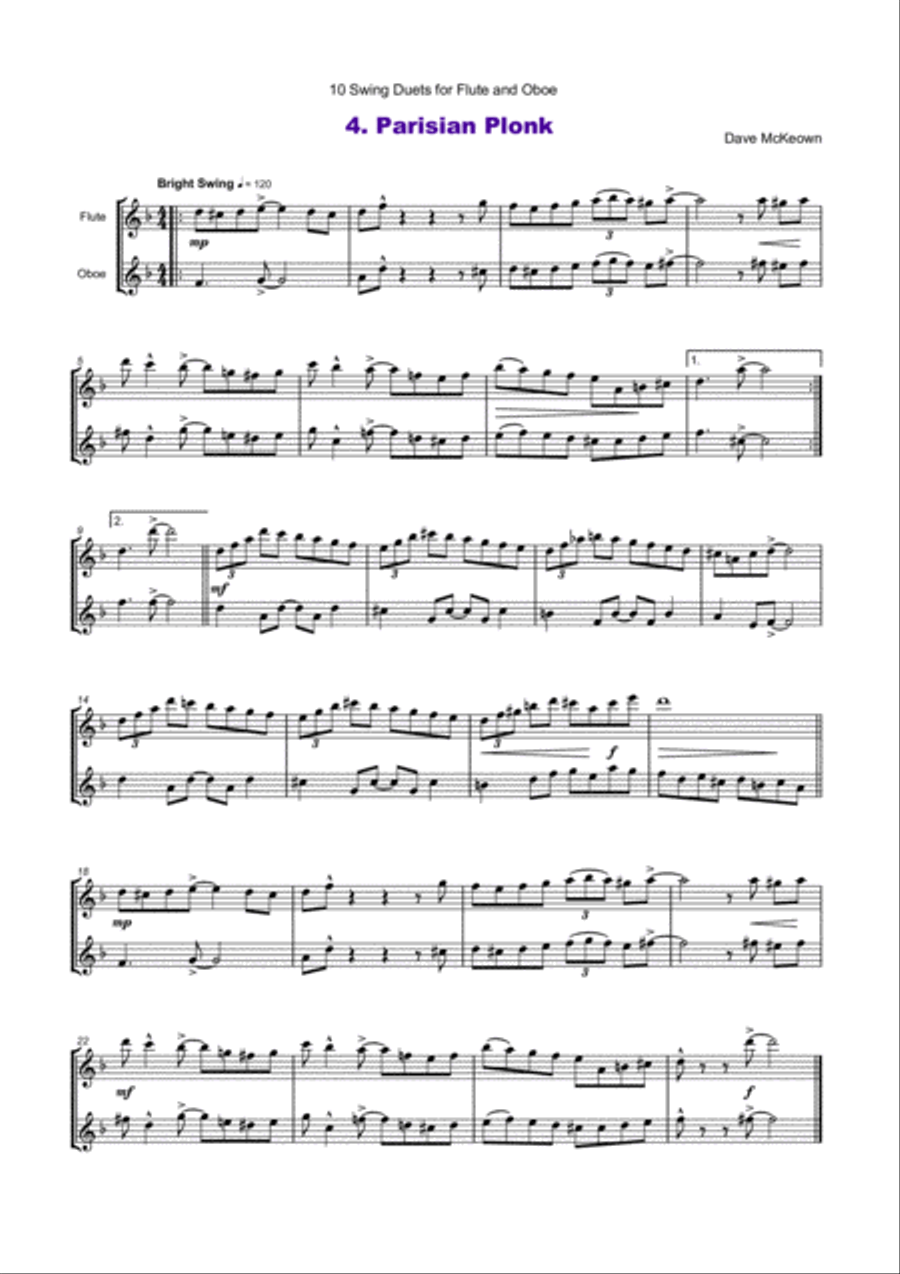 10 Swing Duets for Flute and Oboe Woodwind Duet scores gallery preview page 6