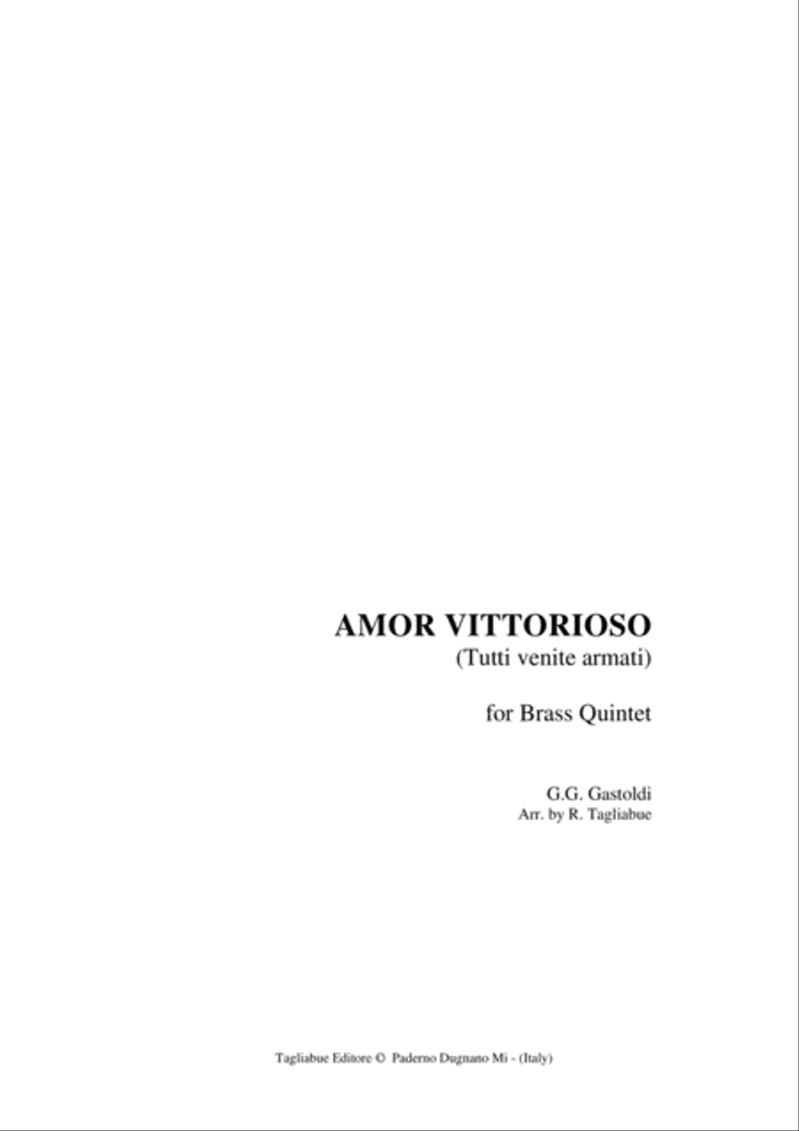 AMOR VITTORIOSO - Gastoldi - For Brass Quintet - With Parts Brass Quintet scores gallery preview page 1