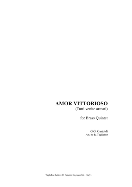 AMOR VITTORIOSO - Gastoldi - For Brass Quintet - With Parts image number null