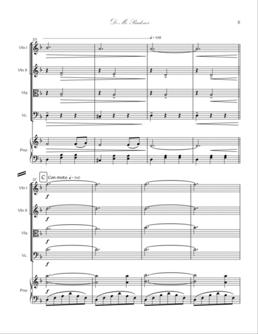 11. De Me Pardoner Piano Quintet Piano Quintet scores gallery preview page 5