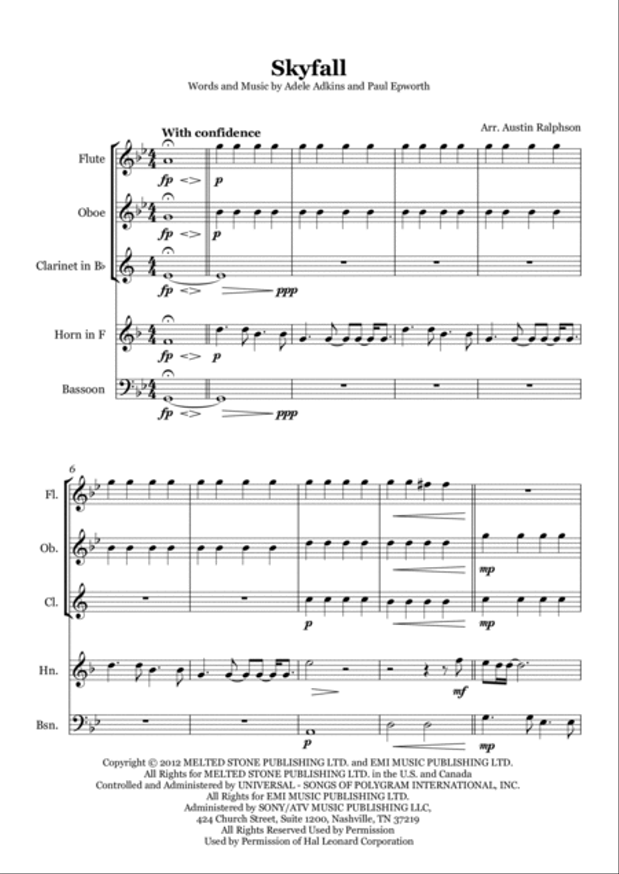 Skyfall Woodwind Quintet scores gallery preview page 3