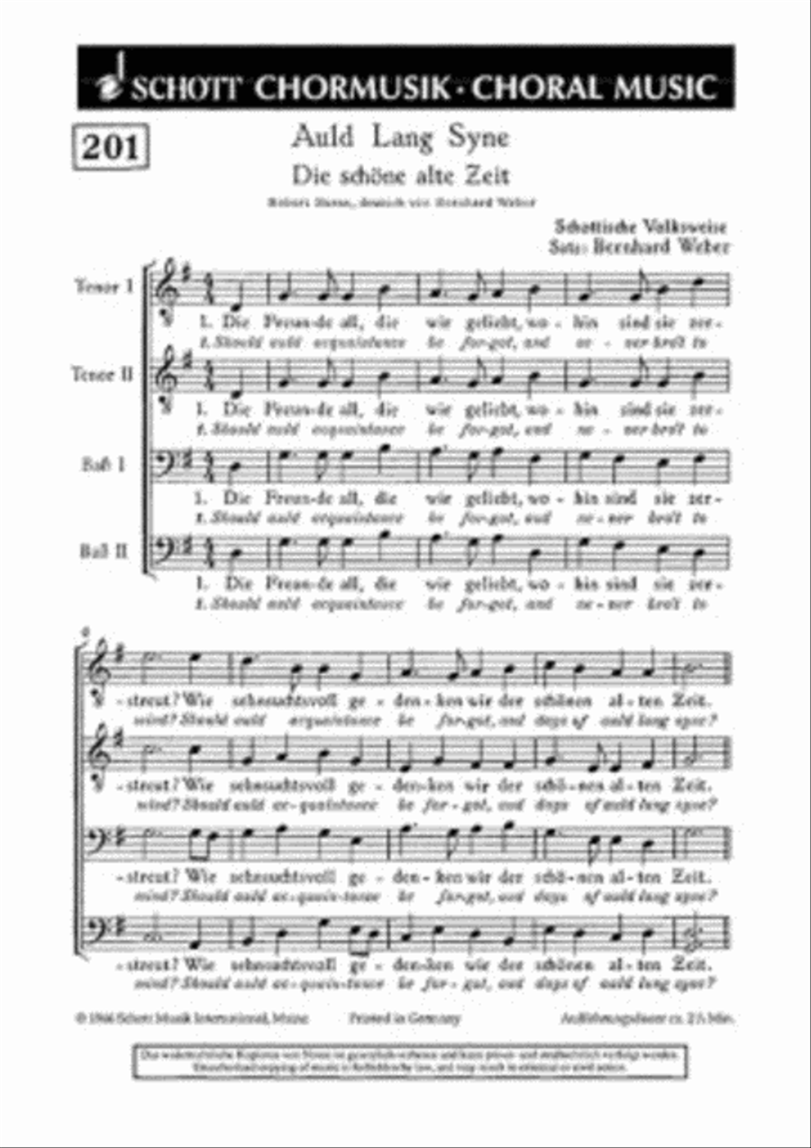 Auld Lang Syne TTBB scores gallery preview page 1