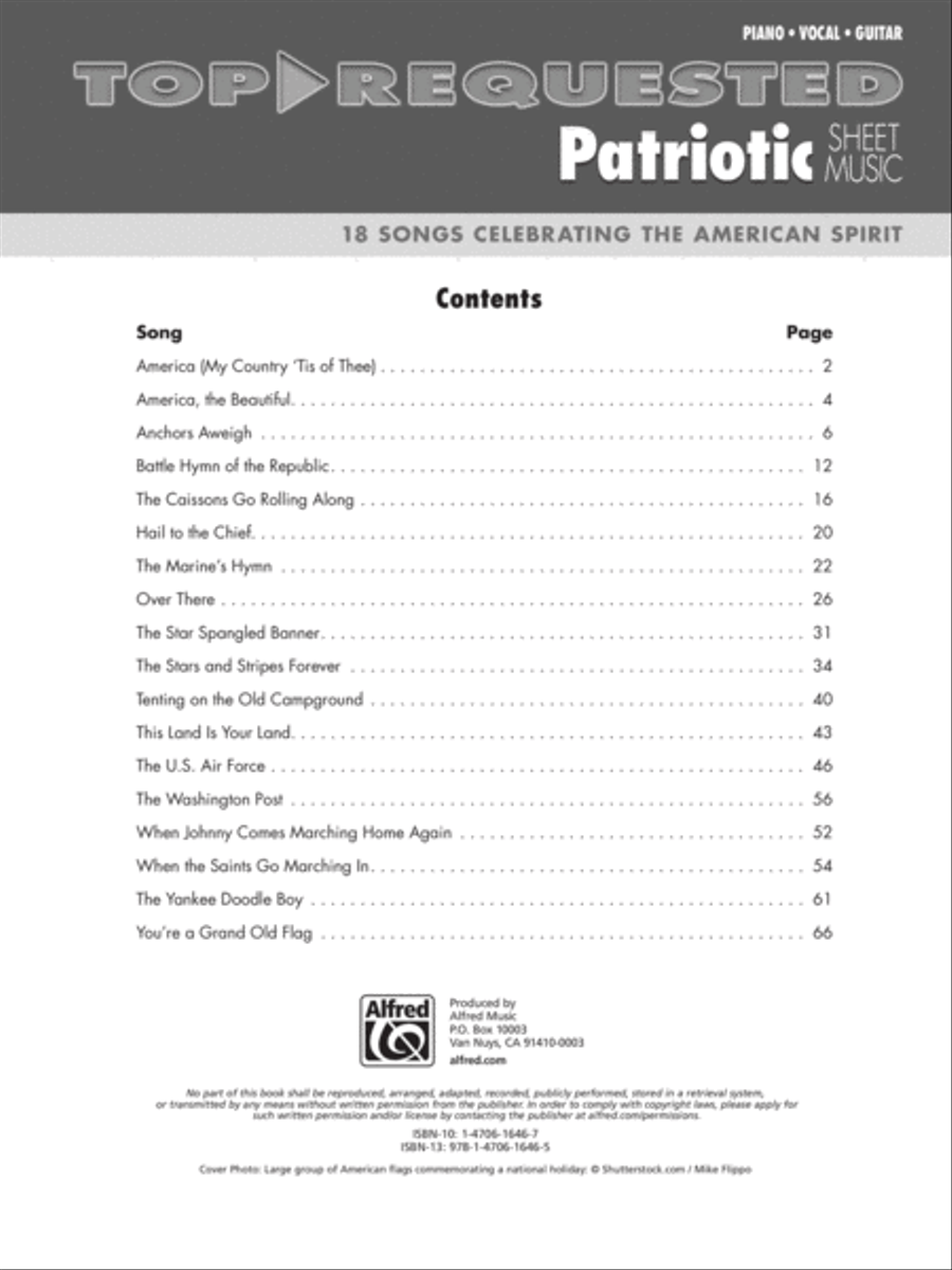 Top-Requested Patriotic Sheet Music Piano, Vocal, Guitar scores gallery preview page 2