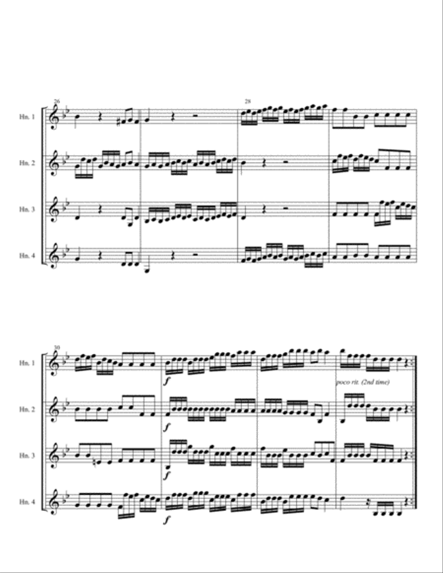 Telemann Concerto #2 for Four Horns (1st movement) Brass Ensemble scores gallery preview page 5