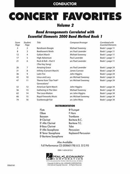 Concert Favorites, Volume 2 - Conductor