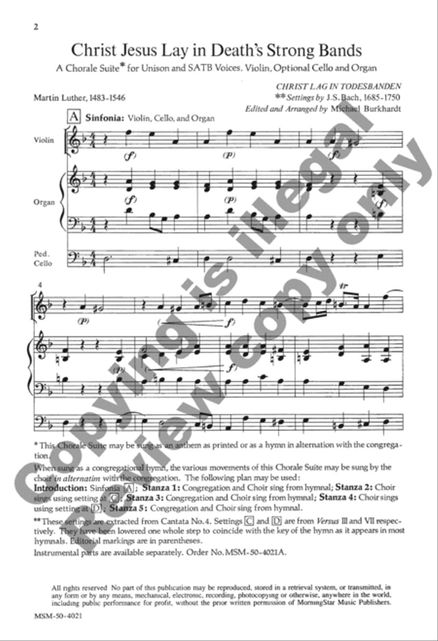 Christ Jesus Lay in Death's Strong Bands (Choral Score)